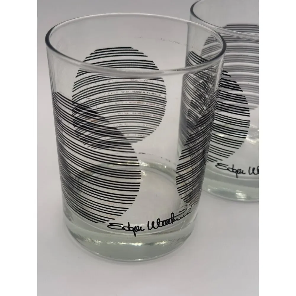 Edgar Watkins Ecclipse Set Of 4 MCM Design Whiskey Lo Ball Drinking Glasses